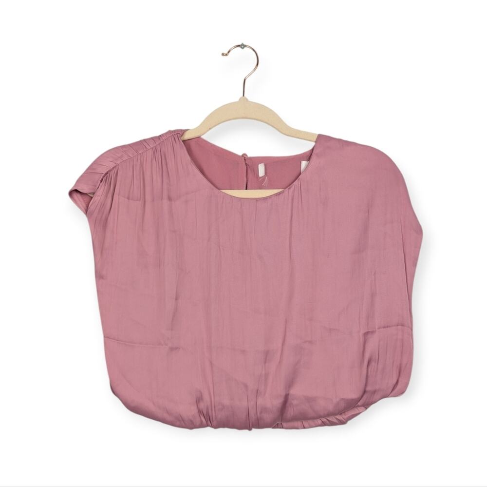 ASTR The Label Riva Pink Chiffon Cropped Elastic Hem Sleeveless Blouse Size S